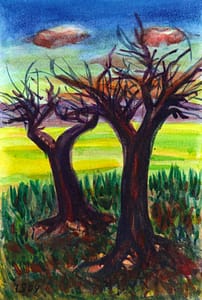 Paesaggio con due alberi